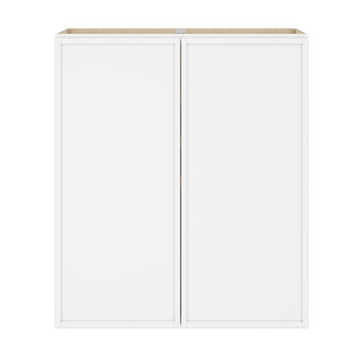 Armoire murale moderne en bouleau blanc moderne avec portes à cadre étroit et quincaillerie à fermeture en douceur pour les cuisines et les espaces polyvalents