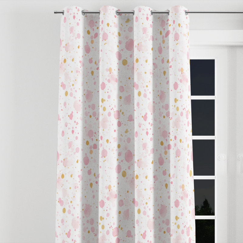 Abstract Room Darkening Curtains - Modern Pink And Gold Dew Grommet Curtain - 1 Panel, 52" W x 90" L, Silver Grommets