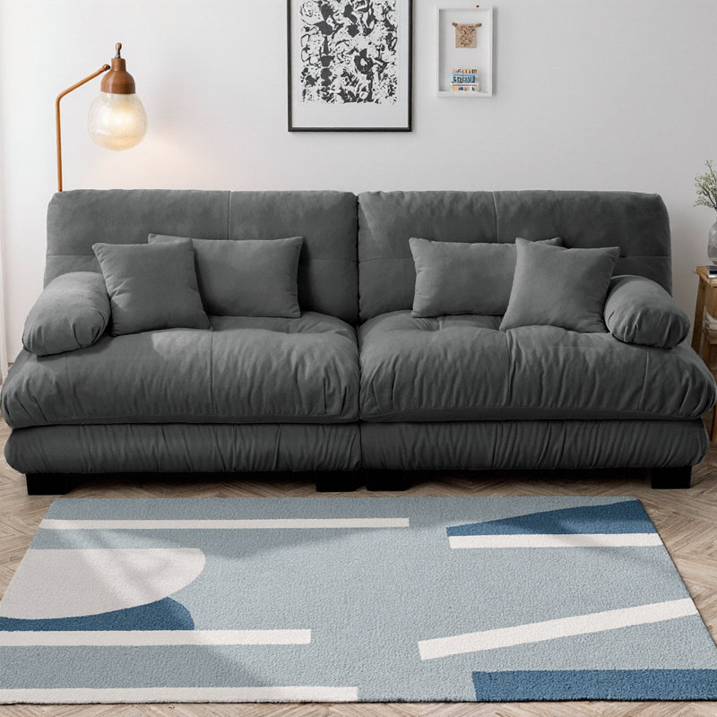 Cloud Couch 2-Seater Sofa Chenille Upholstered Loveseat with Round Bolster Armrests, Includes 2 Lumbar & 2 Throw Pillows, Deep Seat Sitting on a Cloud Comfort for Living Room