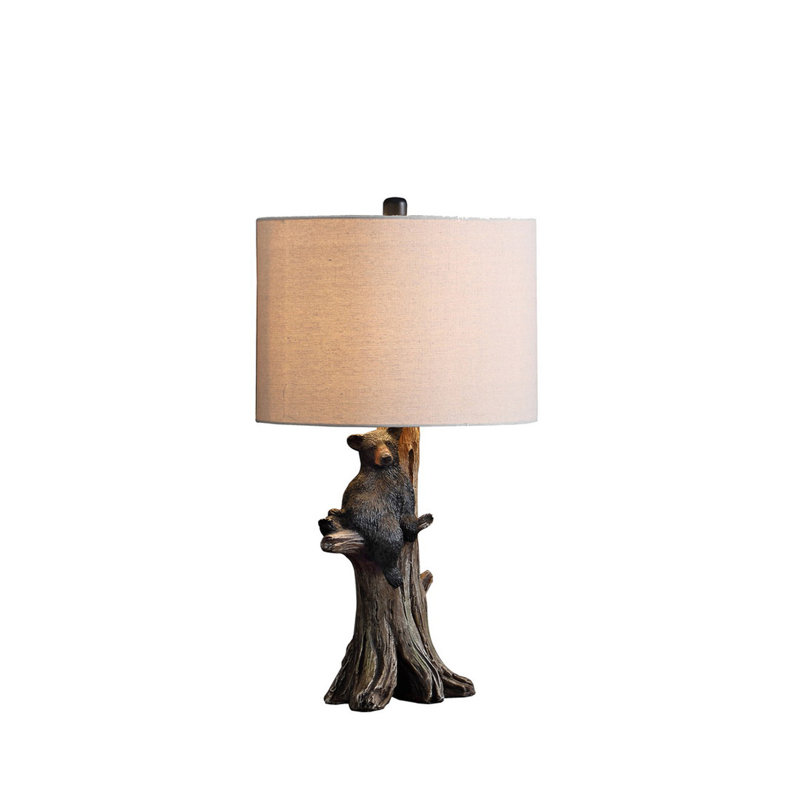 24.75" In Black Bear On A Tree Polyresin Table Lamp