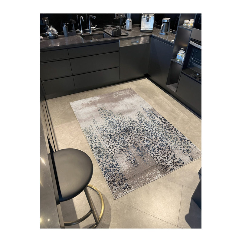 Tapis décoratif floral vert moderne lavable à la machine, Rectangle 2 pi 6 po x 4 pi 11 po