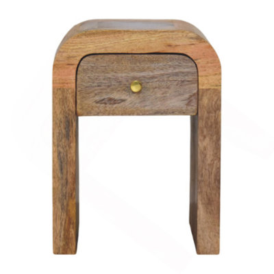 Mini Darcy Oak-Ish Nightstand With Curved Edges