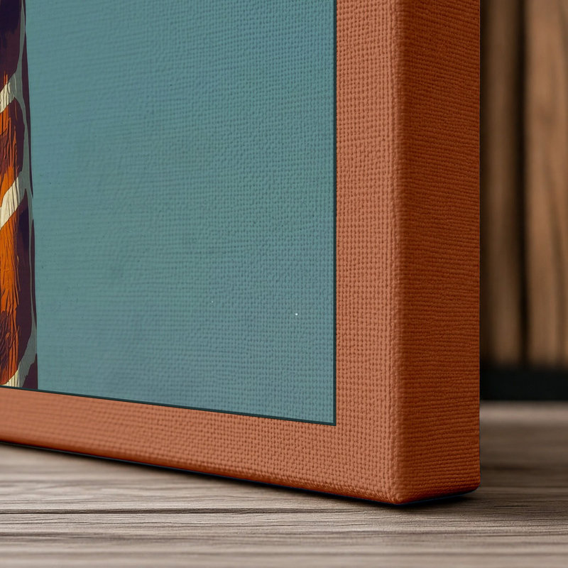 Forward Giraffe Modern - Wrapped Canvas, 24x16 - 61.0 x 40.6 cm, Terracotta Border