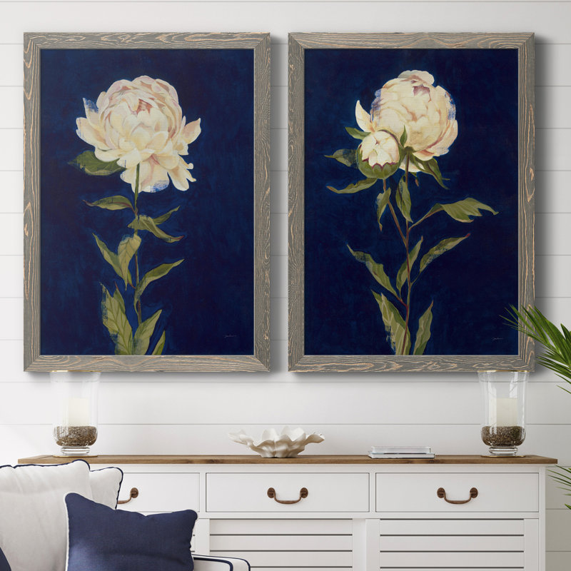 PRETTY AS A PEONY I - Ensemble de 2 reproductions de cadres photo sur toile, Encadré gris, H 44 po x l 31 po x P 1 po