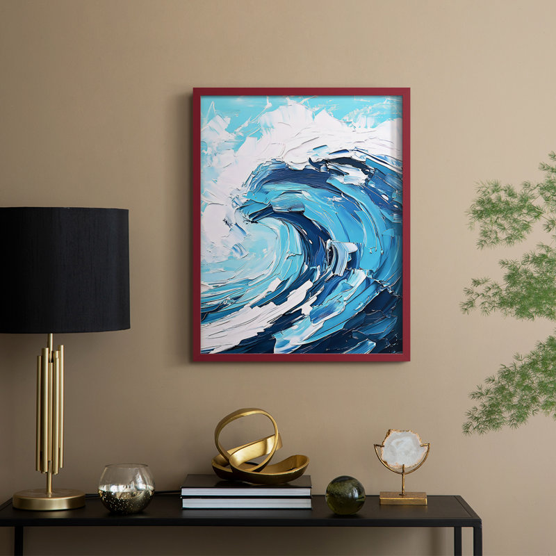 NAUTICAL Series Lxxxxi, reproduction encadrée - bois massif, Rouge, H 15 po x l 12 po