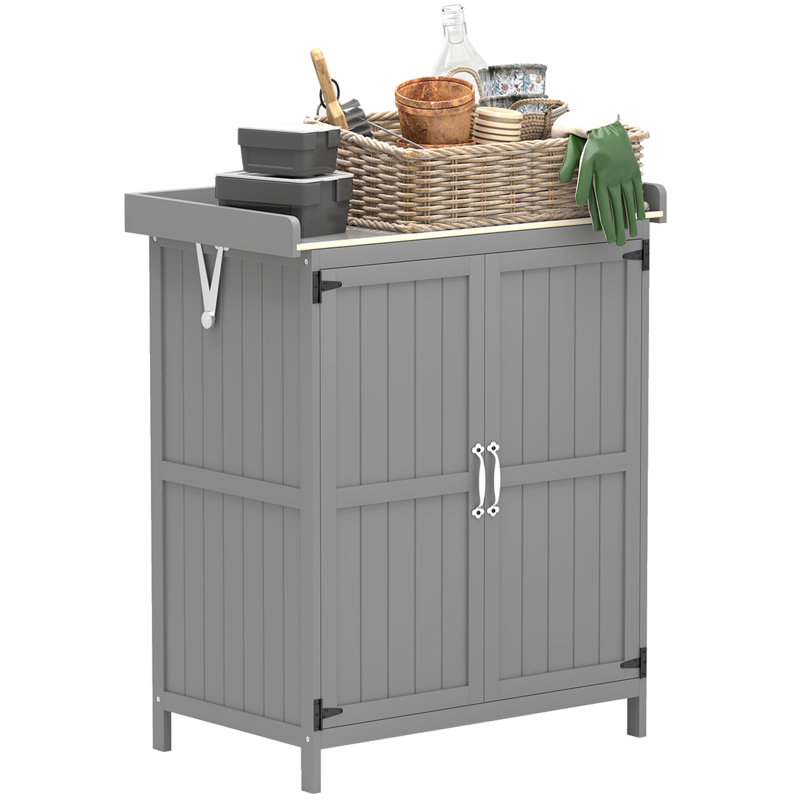 Outsunny Wooden Garden Shed, Tool Shed, Garden Cupboard Grey