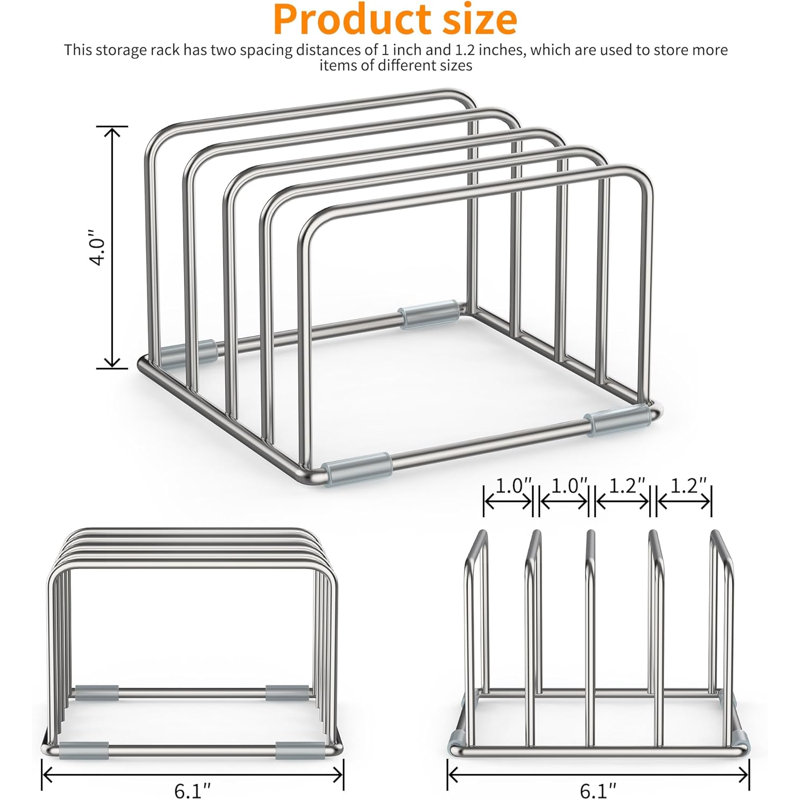 Organisateur de planches à découper en acier inoxydable, comptoir compact et support de rangement pour planches à découper, plaques à biscuits, assiettes