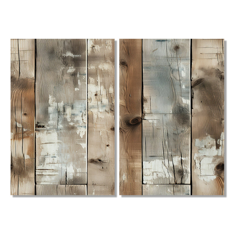 Planche de bois rustique rustique - décoration murale brune, 36" H x 48" W, Wrapped Canvas, Does Not Apply