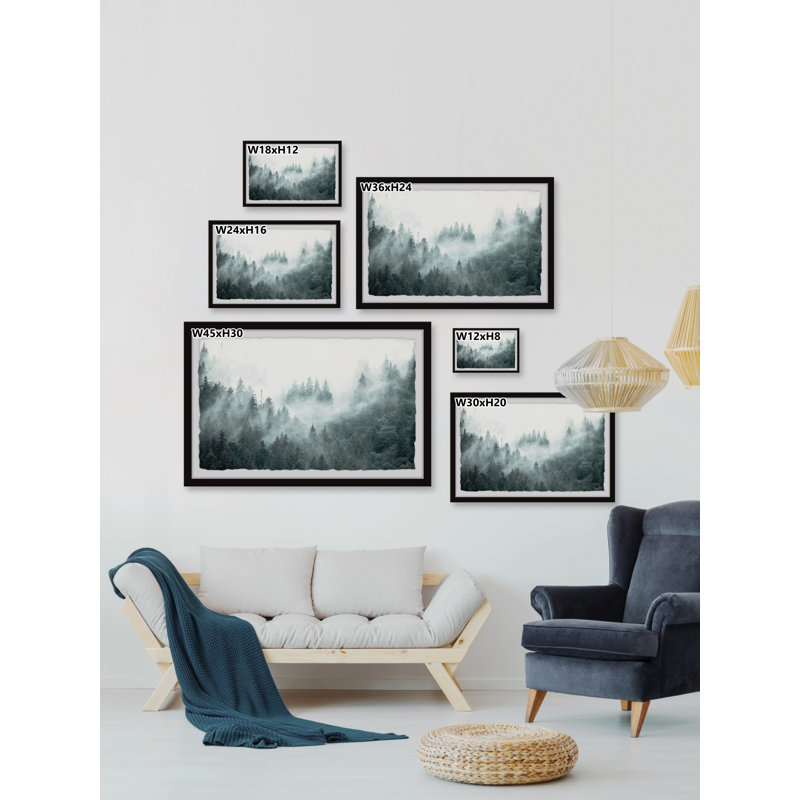 À travers les bois - Peinture, Papier noir encadré avec coin fermé, Blanc, L 12 po x H 8 po x P 1,5 po