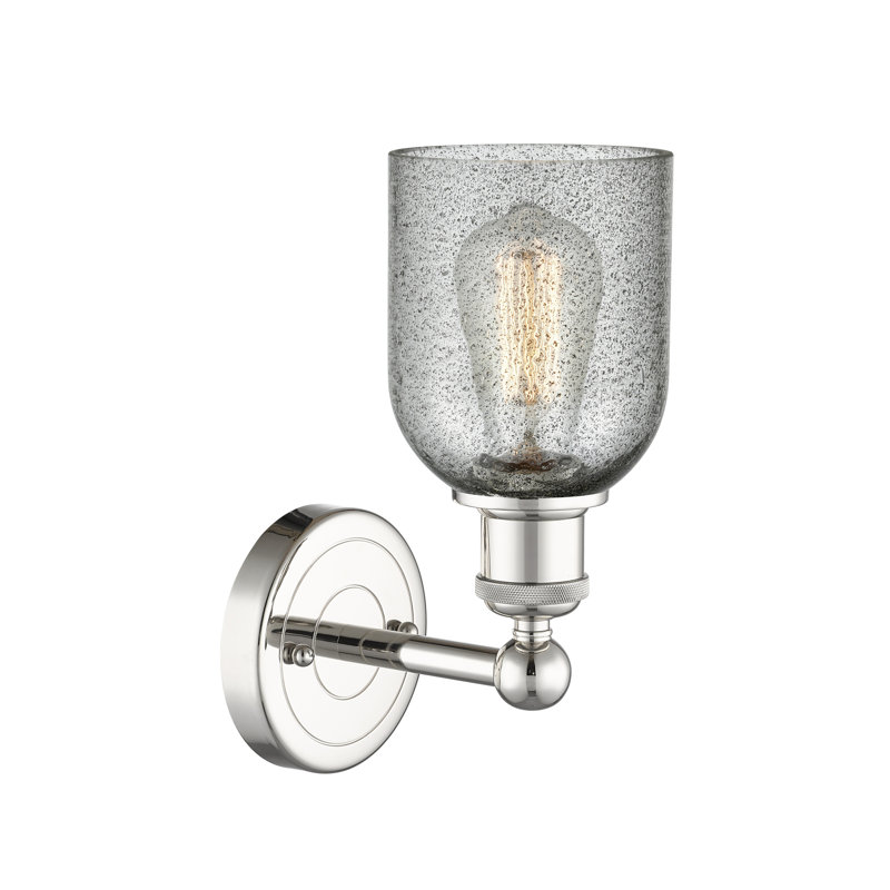 Applique murale à bras en acier 1 lumière Carmi, Gris anthracite, Nickel poli