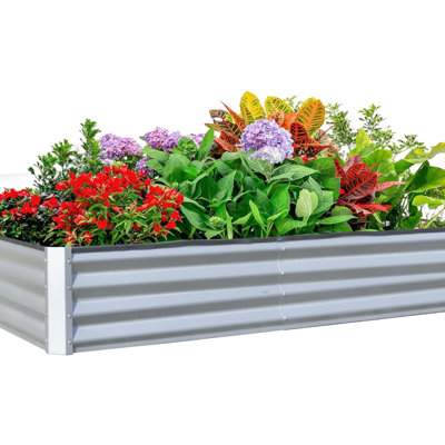 Galvanized Raised Garden Bed, Outdoor Planter Garden Boxes Large Metal Planter Box For Gardening Vegetables Fruits Flowers