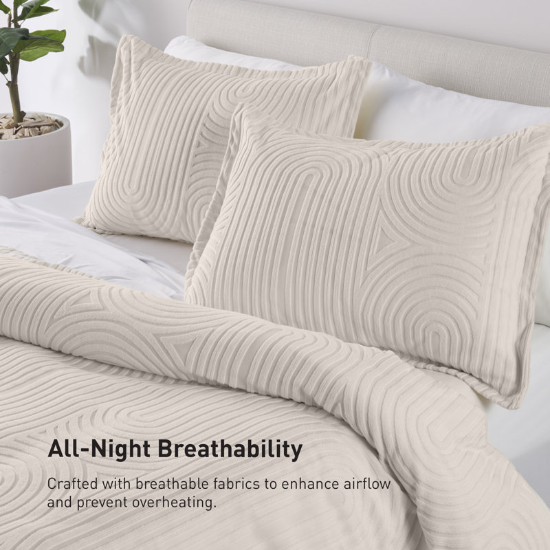 Ensemble de housse de couette et taie décorative très grand Bedgear Performance | Literie anti-humidité avec technologie PowerSnap | Housse douce et respirante pour les dormeurs chauds - lavable à la machine, crème de 92 po x 108 po