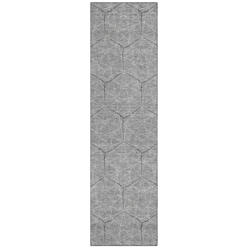 Alina Gray Washable Indoor-Outdoor Rug - , 2'3" x 7'6"