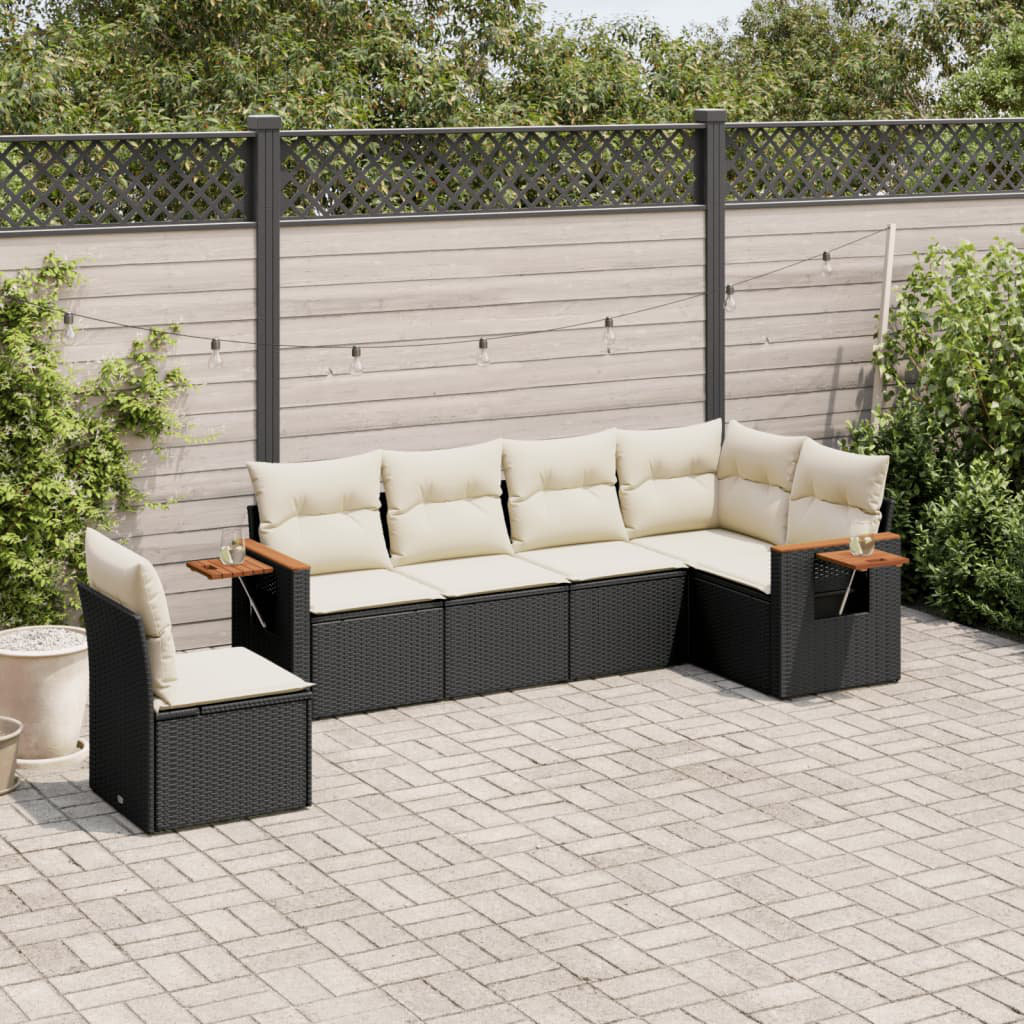 Vidaxl 6-Tlg. Garten-Sofagarnitur Mit Kissen Schwarz Polyrattan