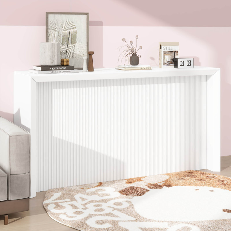 Table d'entrée minimaliste au design ondulé unique, console moderne, Beige