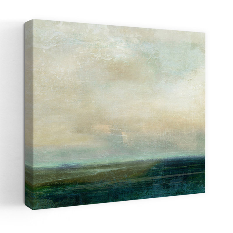 Art de paysage côtier abstrait mer d'émeraude, H 24 po x l 24 po