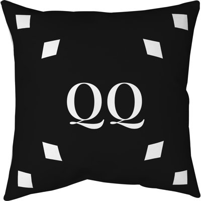 Personalized 2 Character Text G-Diamond 14x14 Faux Suede Throw Pillow with Insert