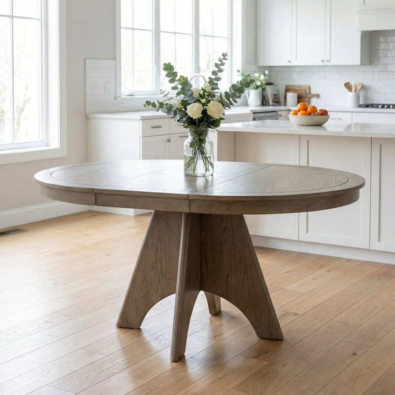 Vintage Extendable Dining Table with Rustic Farmhouse Design and Distressed Finish for 4 to 6 People, Adjustable Length from 42 to 58 Inches with Sturdy Crossed Legs and Durable Construction