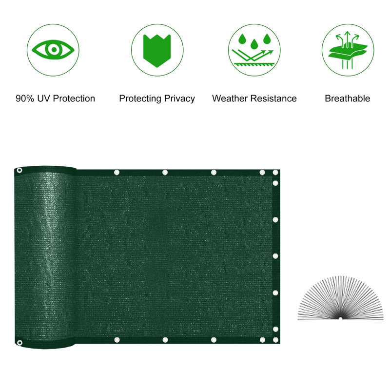 Toile d'ombrage extérieure résistante 6 pi x 50 pi vert pour clôture de patio et grillages