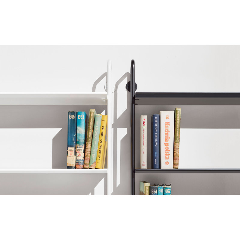 Black and White Metal and Wood Wall-Mounted Bookcase