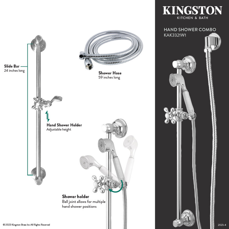 Kingston Brass Made to Match Shower System with Slide/Grab Bar and Hand Shower, Oil Rubbed Bronze