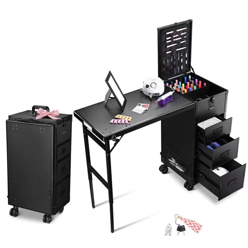 Organisateur de maquillage en métal, Noir mat