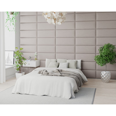 Kayvan 30 cm x 75 cm Peel and Stick Upholstered Wall Paneling in Cream