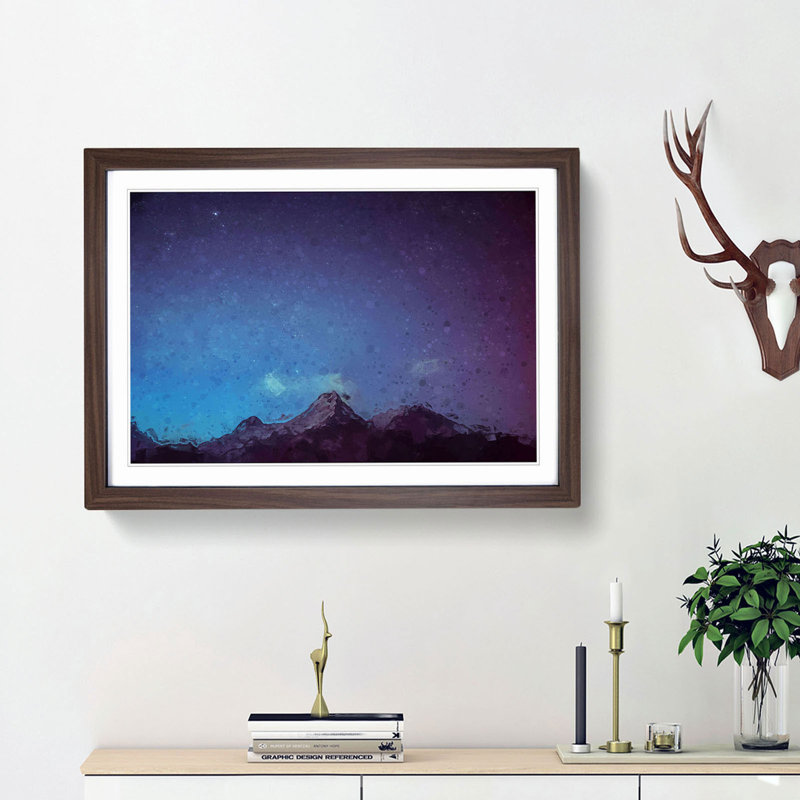 Stars Above the Mountains in Nepal - Picture Frame Graphic Art Print, 48cm H x 65cm W x 2cm D, Walnut Framed