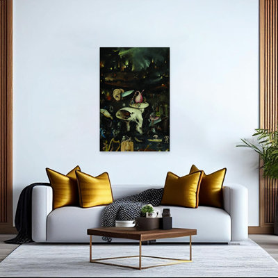Top Of Right Panel From The Garden Of Earthly Delights Classic Surreal Spring Wildlife Wall Art Print by Hieronymus Bosch - 1 Piece Wrapped Canvas Wall Art