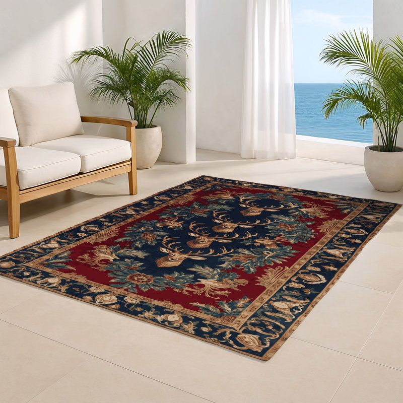 Tapis d'intérieur et d'extérieur brun français, Rectangle 5 pi x 7 pi