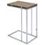 Élégante table d'appoint extensible en chêne patiné - Base géométrique attrayante, surface moderne et pivotante, style