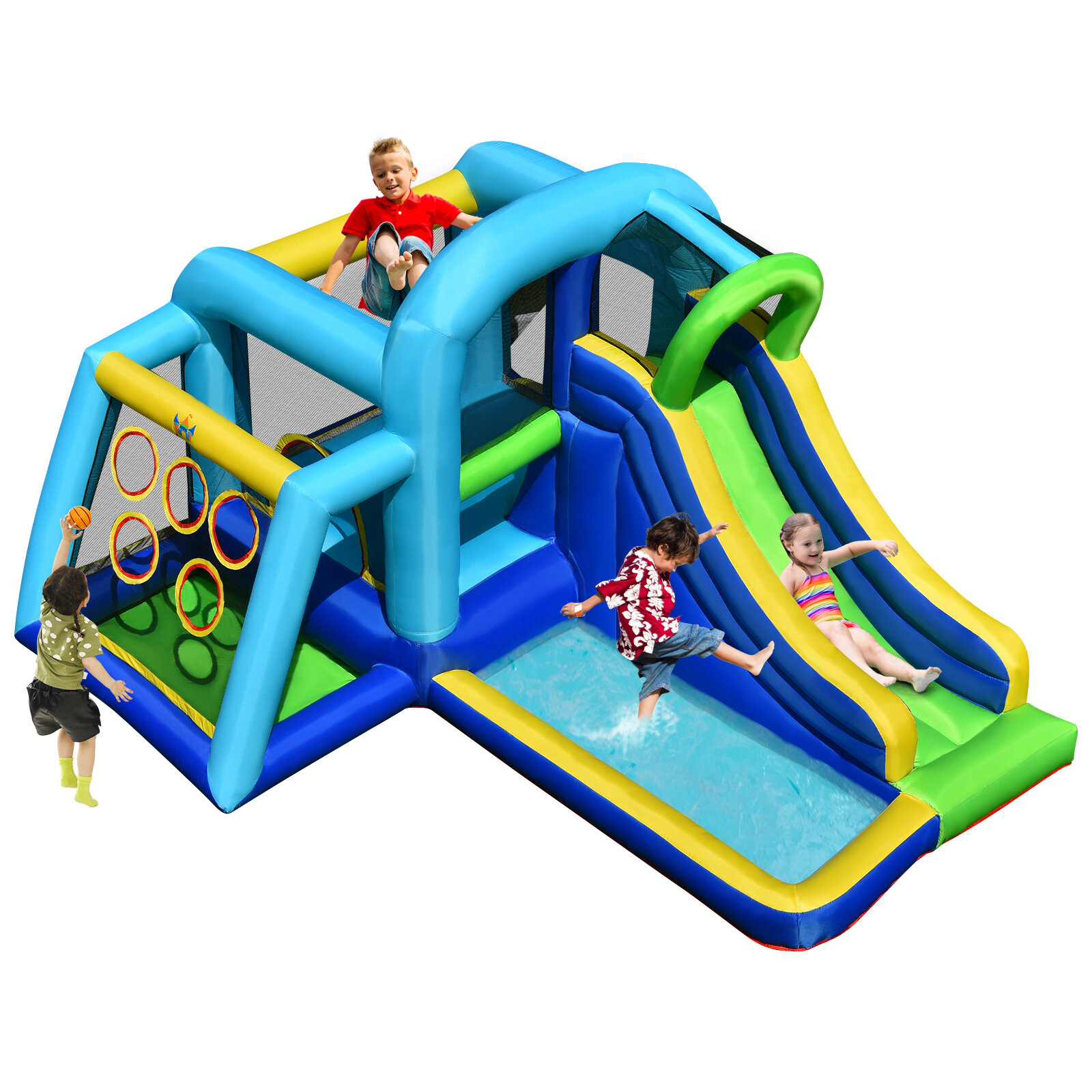 Intex 48259EP Inflatable Jump-O-Lene Castle Bouncer Indoor Outdoor Kids  Jump Bounce House for 2 Kids, Ages 3 to 6 Years 