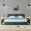 Lit tapissier de taille Hosea, base de lit tapissier confortable, tissu chenille, avec tête de lit et base de lit solide. Avec tiroir pour le rangement - bleu-vert (90,5 po x 80,5 po x 31 po)-1927271661-1927271663