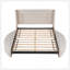 Lit plateforme tapissier avec tête de lit à oreilles, grand tiroir et tabourets de rangement latéraux pour matelas grand-783188914