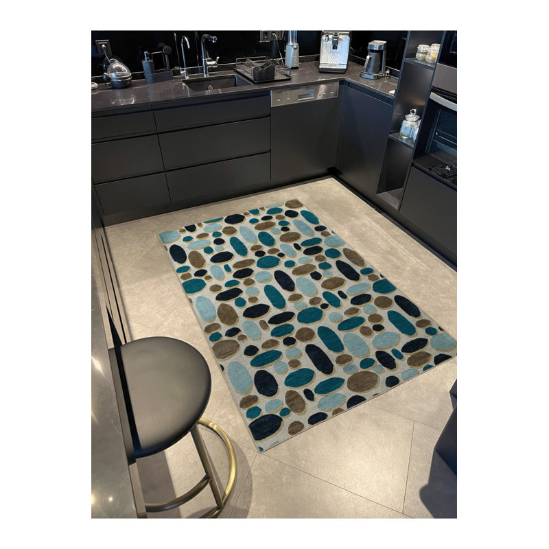 Beige Multicolor Abstract Mixed Shape Pattern Creative Modern Decorative Rug Machine Washable, Runner 3'3" x 6'7"