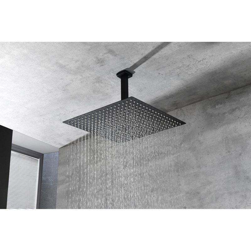16" Square 304 Stainless Steel Bathroom Head - Matte Black Rain Shower 16 Inch Showerhead, Matte Black