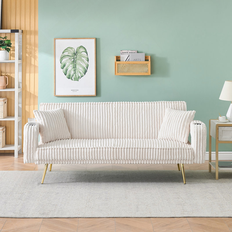 Canapé minimaliste en velours côtelé avec coussins décoratifs pour le salon et le bureau
