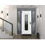 Façade avant en acier pré-suspendue / gris graphite Ballucio 6044/2 fenêtres extérieures latérales / inserts en acier inoxydable simples peints modernes - l 16 + 36 + 16 po x H 80 po - droitier-109403776-109403773