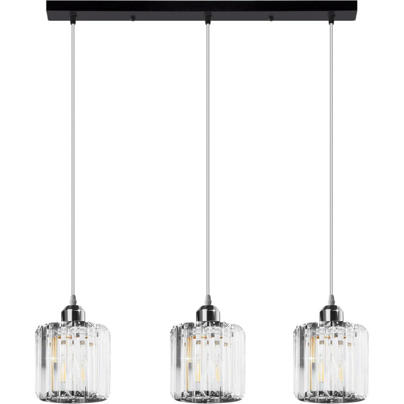 3 - Light Pendant, Chrome, Black