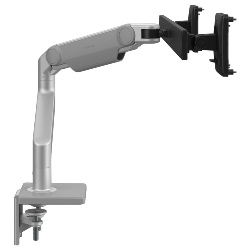 Height Adjustable Universal 2 Screen Desk Mount, Silver