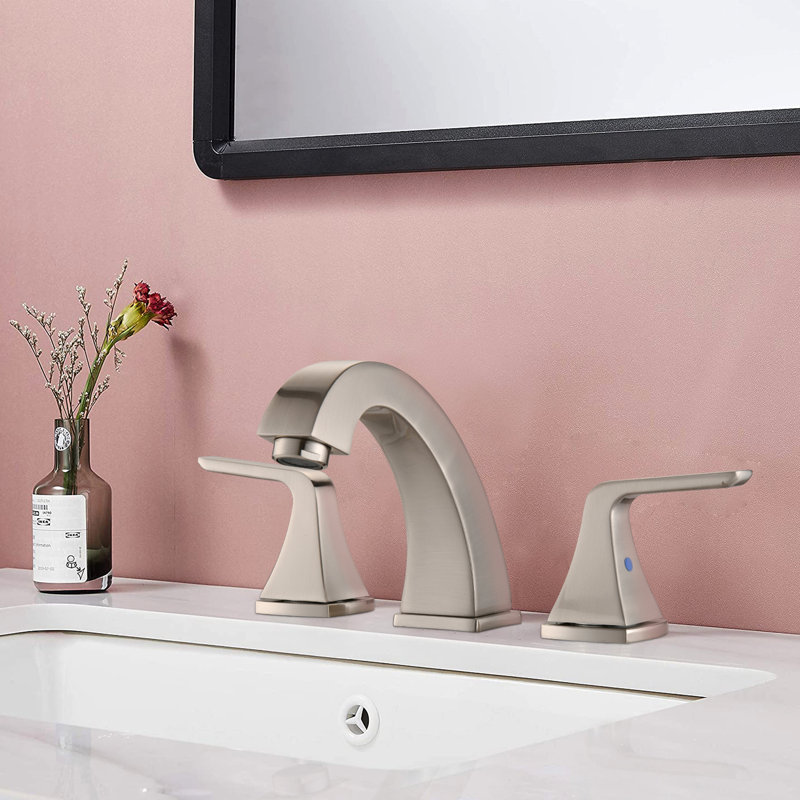 Brushed Nickel Bathroom Faucet - Stainless Steel, 2 Handles, To Daily Use 8" Widespread, Modern Look, Brushed Nickel