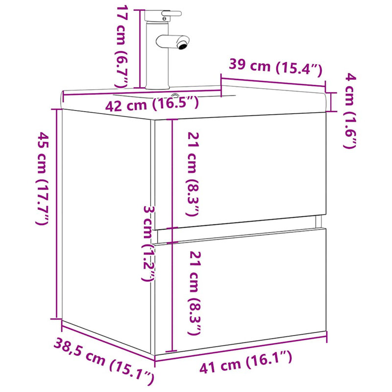 Sotira Single Bathroom Vanity with Integrated Ceramic Basin, concrete grey