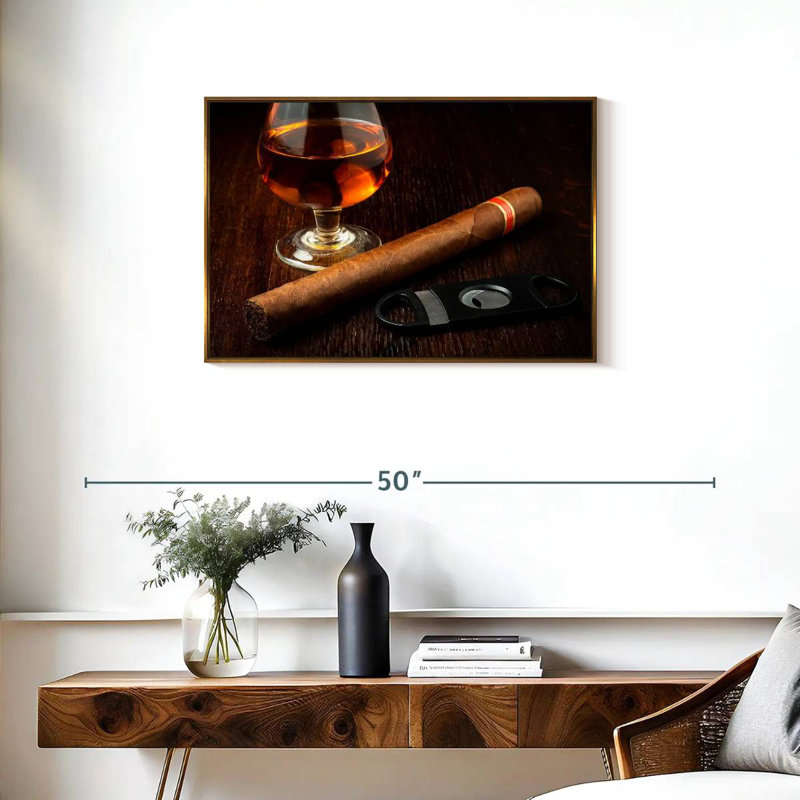 Verre de rhum, Cadre flottant doré, 31 po x 21 po