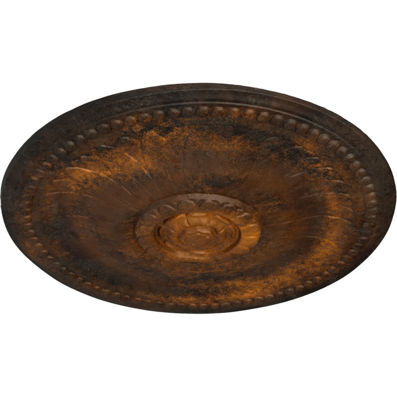 Endurathane Carlsbad Ceiling Medallion, 19 1/2"OD x 1 3/4"P, Hand-Painted Americana Crackle Finish, Rust