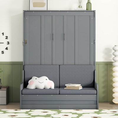 Grand lit escamotable mural avec coussin