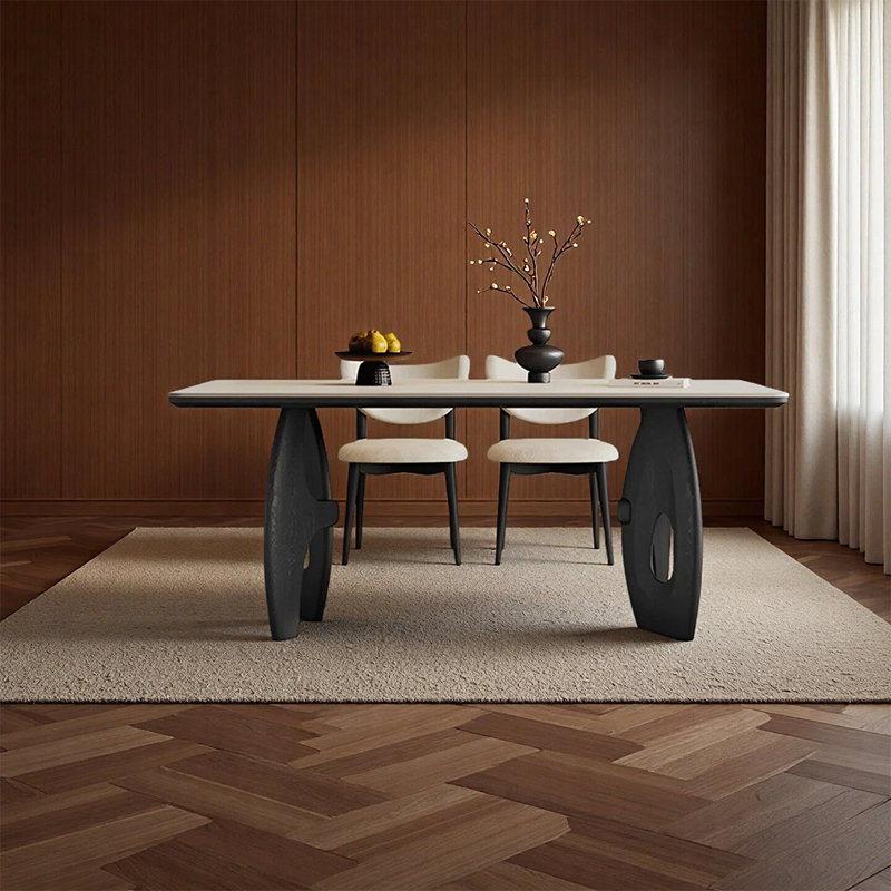 Ensemble de table de salle à manger simple en pierre frittée haut de gamme, H 29,52 po x L 62,99 po x l 31,49 po