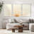 Bright Orange Boho Sun Burst Artwork, Mid-Century Modern Organic Minimalist Wall Pictures, Framed Canvas Giclée Print 3 Pieces Wall Art"-72966392-72966390