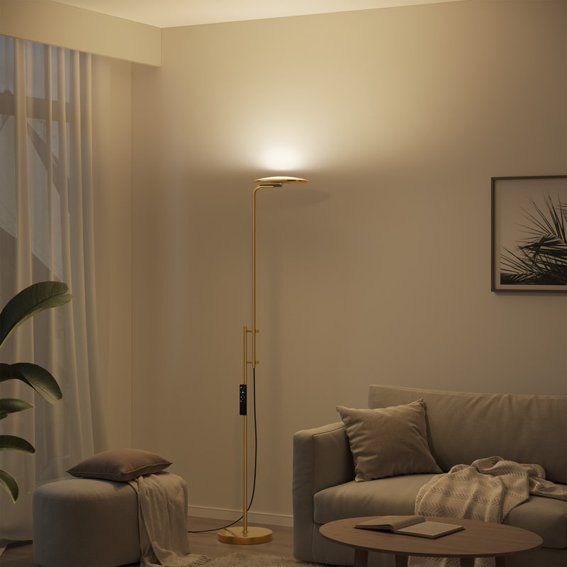70'' Height-Adjustable Smart Floor Lamp with  Remote Control, Adjustable Brightness & Color Temperature, Gold