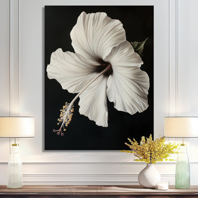 Hibiscus au clair de lune IV - Décoration murale en métal tropical noir