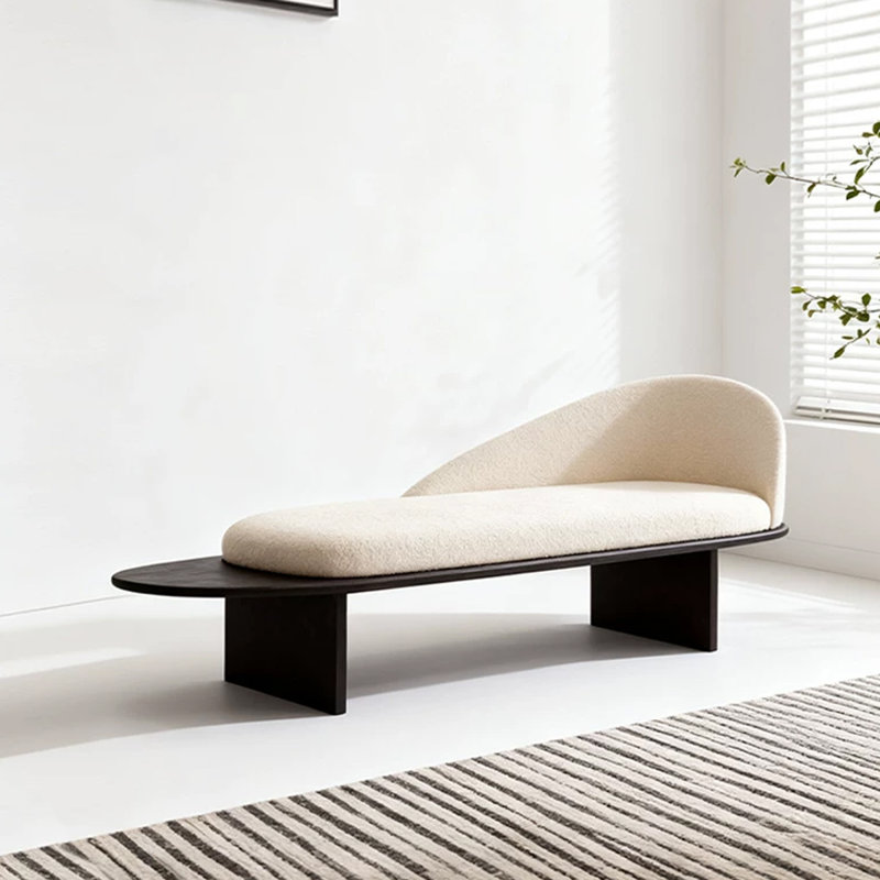 Banc rembourré en bois massif blanc, H 28,74 po x L 55,12 po x P 17,72 po, Blanc